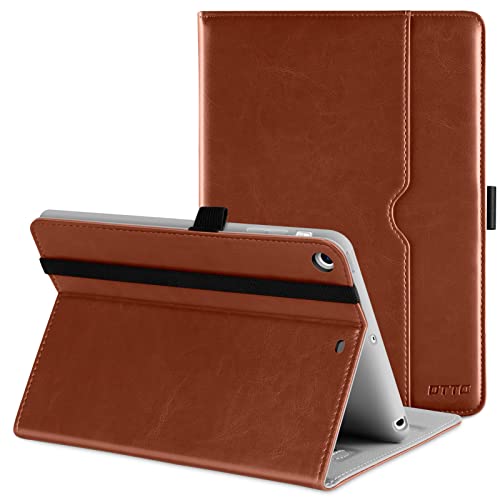DTTO iPad Mini 1 2 3 Case, Premium Leather Folio Stand Cover Case with Multi-Angle Viewing and Auto Wake-Sleep Function, Front Pocket for Apple iPad Mini 1/Mini 2/Mini 3 - Brown