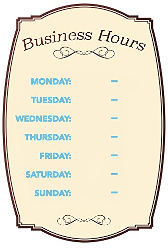 Business Hours Boutique Sign Static Cling Numbers Included 8 x 12 inches (098392)