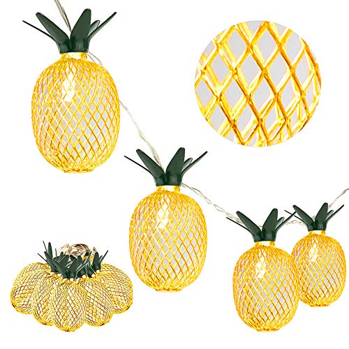 Whonline 16ft 20 LED Pineapple String Lights Battery Operated Fairy String Lights for Party and Home Festival Decoration (Warm White, 2 Pack)
