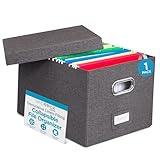 Internet's Best Collapsible File Storage Organizer | Decorative Linen Filing & Storage Office Box | Letter/Legal | Charcoal | 1 Pack