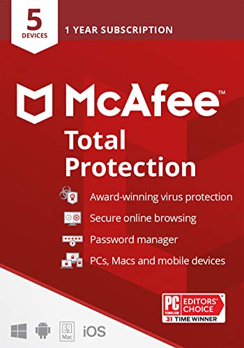 Book Cover McAfee Total Protection 2022 | 5 Device | Antivirus Internet Security Software | VPN, Password Manager & Dark Web Monitoring Included | PC/Mac/Android/iOS | 1 Year Subscription | Key Card