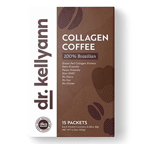 Dr. Kellyann Grass-Fed Collagen Instant Coffee (15 Packets) - Keto & Paleo Friendly - Sugar free, Dairy free, Grain Free - Brazilian Slimming Collagen Coffee-to-Go
