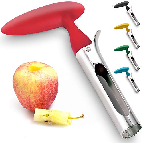 Premium Apple Corer - Easy to Use Durable Apple Corer Remover for Pears, Bell Peppers, Fuji, Honeycrisp, Gala and Pink Lady Apples - Stainless Steel Best Kitchen Gadgets Cupcake Corer - Zulay Red