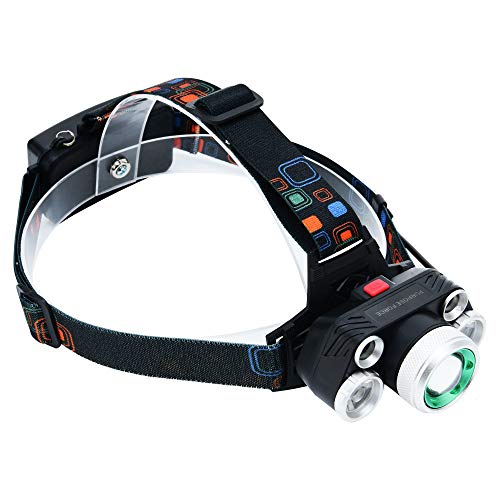 LED Headlamp By Purpose Force: Rechargeable Headlight Assembly With Zoomable Light & 4 Brightness Modes - Adjustable Head Lamp Flashlight For Cycling, Running, Hiking, Fishing - 3 Chargers Included
