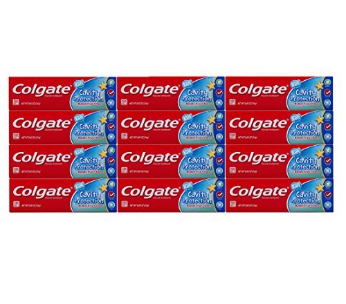 Book Cover Colgate Kids Cavity Protection Fluoride Toothpaste, Bubble Fruit Flavor, Travel Size 0.85 oz (24g) - Pack of 12