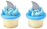 DECOPAC Shark Fin Cake Picks, 72-Pack, Cupcake Toppers, Reusable Decorations for Cakes, Cupcakes and other Bakes, Surprise Guests at Beach-Themed or Shark Week Parties