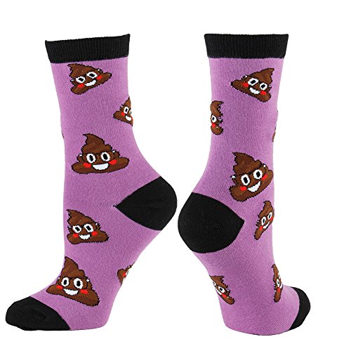 NEVSNEV Women Colorful Patterned Fashion Crew Socks canada Pizza PineappleEmoji (1 Pair Simply Blank Emoji Poop)