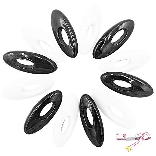 Hanycon 50 PCS Scarf Safety Pins, Plastic Cover Pins Oval Safety Pin for Safety Locking Clothes Brooch Pins Scarf Clips (Black and White)
