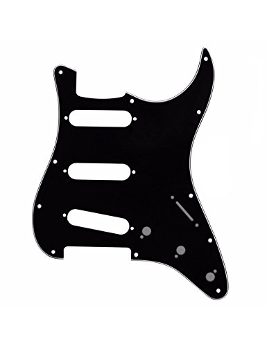 Metallor Electric Guitar Pickguard 3 Ply 11 holes SSS Single Coil Compatible with Strat Style Modern Guitar Parts Replacement(Black)