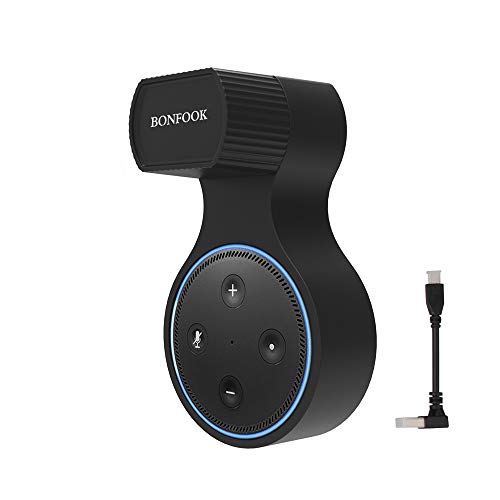 BonFook Outlet Wall Mount Hanger for Echo Dot 2nd Generation Home Voice Assistants, Perfect Space-Saving Accessories for Smart Speaker Without Mess Wires Or Screws(Black)