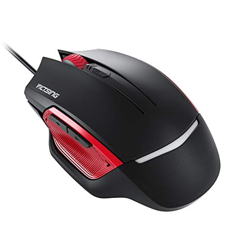 VicTsing Gaming Mouse Wired, 6 Programmable Buttons, 3200 DPI Adjustable, Optical Gamer gaming Mice with 7 Breathing Lights, Comfortable Grip Ergonomic Optical PC Computer Gaming Mouse - Black