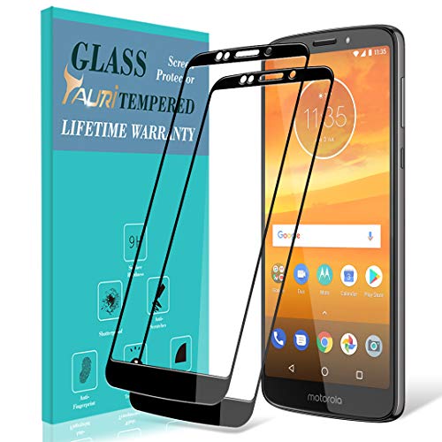 [2-Pack] TAURI for Motorola Moto E5 Plus/Moto E5 Supra Screen Protector, [Full Cover][Tempered Glass] Screen Protector - Black