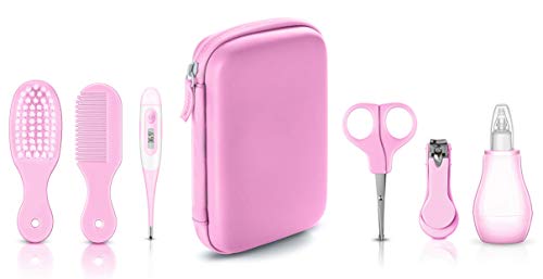 Baby Care Kit | Baby Hygiene Kit | Gift Registry | Grooming kit for Newborn Baby with Thermometer and Carry Bag from VettÃ© (Rose)