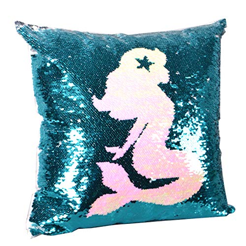 Book Cover leegleri Mermaid Sequins Pillow Case, Reversible Sequin Throw Pillow Cover with Zip,Magic Mermaid Cushion Cover for Chair Couch Bed Sofa