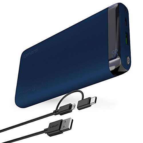 Book Cover Omars PD Power Bank, Portable Charger 10000mAh with USB C Power Delivery QC Quick Charge 3.0 USB Type-C 18W Output Compatible with iPhone Xs/XR/XS Max/X / 8/8 Plus, iPad, Galaxy S9 / Note 9 (Blue)