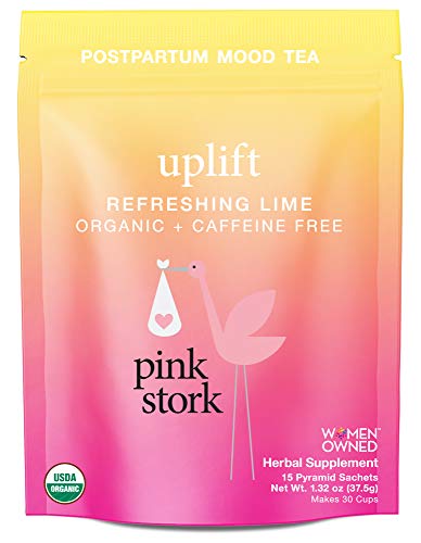 Book Cover Pink Stork Uplift: Refreshing Lime Postpartum Mood Tea -USDA Organic Loose Leaf Herbs in Biodegradable Sachets -Suports Hormones, Encourages Emotional Calm, Restores Nutrients -30 Cups, Caffeine Free
