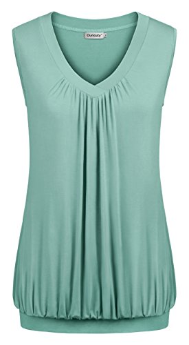 Ouncuty Summer Women Sleeveless Tunics Casual Tanks Top V Neck Blouse