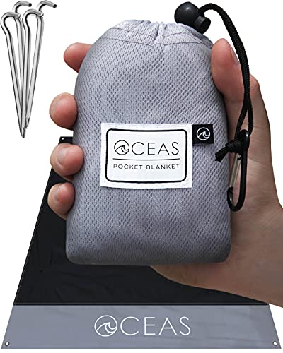 Oceas Outdoor Pocket Blanket - Ideal Sand Proof and Waterproof Picnic Blanket for Beach, Hiking, and Festival Use - Foldable and Compact Mat Easily Fits Into Small Portable Bag