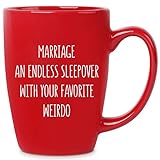Marriage an Endless Sleepover - 14 oz Red Bistro Coffee Mug - Best Gift Ideas for Wife Husband Fiance' Him Her Couple - Birthday Christmas Valentines Day Anniversary Engagement Proposal Wedding Shower