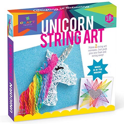 Book Cover Craft-tastic â€“ String Art Kit â€“ Craft Kit Makes 2 Large String Art Canvases â€“ Unicorn Edition