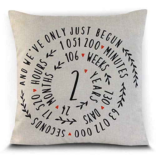 Petite Lili - 2 Years Throw Pillowcase Cushion Cover - Cotton Traditional Gift for 2 Years Anniversary for Couples 18x18 inches (No Insert )