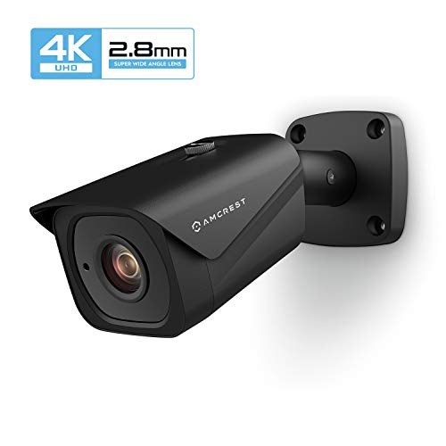Amcrest UltraHD 4K (8MP) Outdoor Bullet POE IP Camera, 3840x2160, 131ft NightVision, 2.8mm Lens, IP67 Weatherproof, MicroSD Recording, Black (IP8M-2496EB)