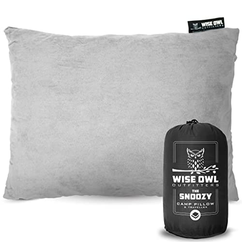Wise Owl Outfitters Memory Foam Pillow - Compressible Camping, Travel Pillow - Portable Camping and Travel Accessories - Grey, Medium (Pack of 1)