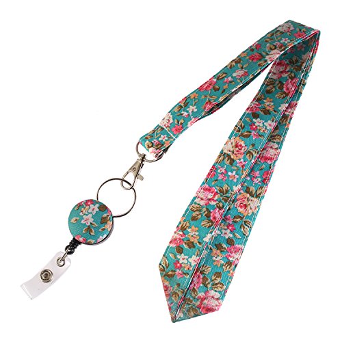 Classic Floral Design Retractable 24 inch Neck Lanyard,Strap Name/ID Badge Holder,Medical Nurse Badge ID, Badge Holder, ID Holder, Office Employee Name Badge Reel Clip