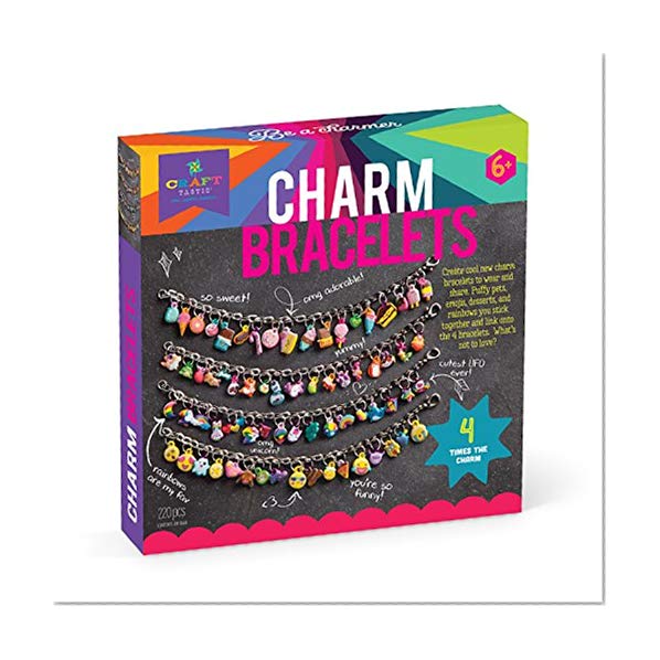 Craft-tastic – DIY Charm Bracelets Kit – Craft Kit Makes 4 Customizable Bracelets with Easy DIY Puffy Sticker Charms