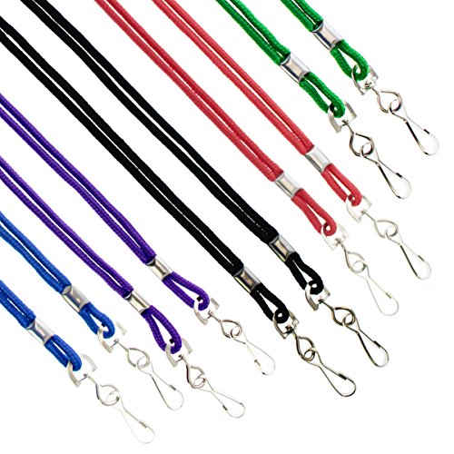 Specialist ID - Premium Round Id Badge Neck Lanyards for Card Holders and Name Tags - 36 in Non-Breakaway Heavy Duty Cord & Secure Metal Swivel J Hook Clip 25 Pack Assorted Colors