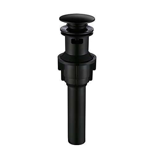 PARLOS Push and Seal Pop Up Drain Stopper with Overflow for Bathroom Sink Faucet Vessel Vanity, Matte Black, 20861