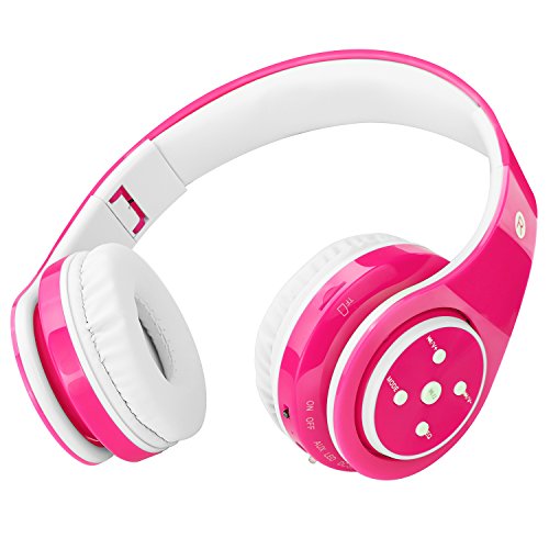 Book Cover 2018 New! Bluetooth Headphones for Kids, 85db Volume Limited, up to 6-8 Hours Play, Stereo Sound, SD Card Slot, Over-Ear and Build-in Mic Wireless/Wired Headphones for Boys Girls(Pink)