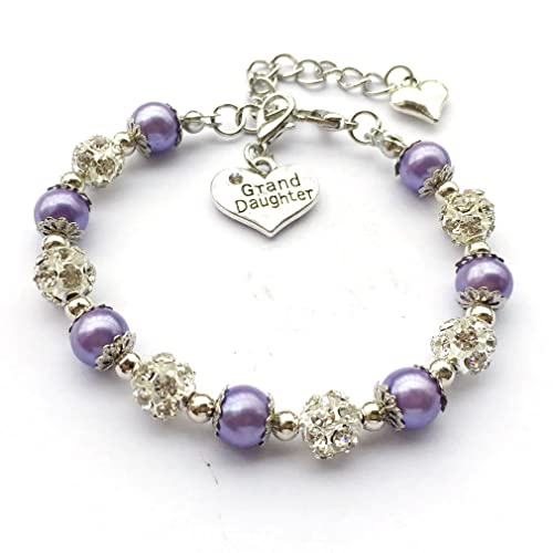 DOLON Purple Faux Pearl Beads Granddaughter Bracelet for Bithday Graduation