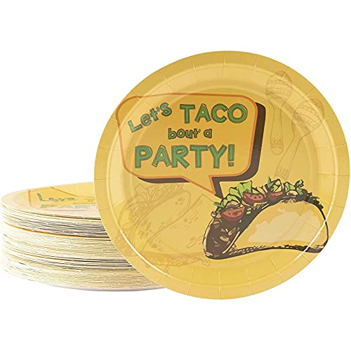 Book Cover BLUE PANDA Cinco De Mayo Paper Plates, Let’s Taco Bout a Party (9 In, 80 Pack)