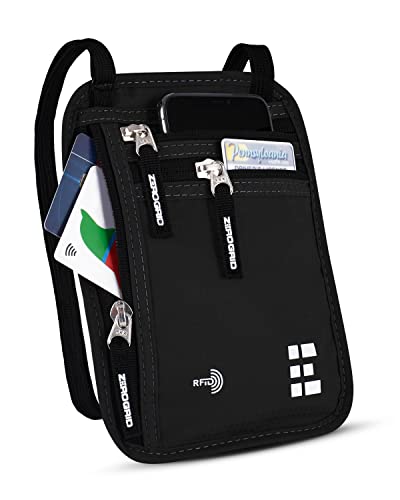 Travel Neck Wallet with RFID Blocking, Travel Neck Pouch Passport Holder for Women and Men Keep Valuables Safe for Secure Travels