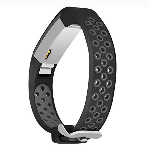 Jobese Compatible with Fitbit Alta/Alta Hr/Ace Band, Two-Tone Soft Breathable Band Compatible with Fitbit Alta/Alta Hr/Ace Silicone Accessories Replacement Wristbands Women Men Black Gray