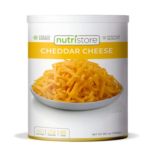 Nutristore Freeze Dried Cheddar Cheese Shredded | Premium Quality | Amazing Taste | Perfect for Camping | Survival Food (Single Can)