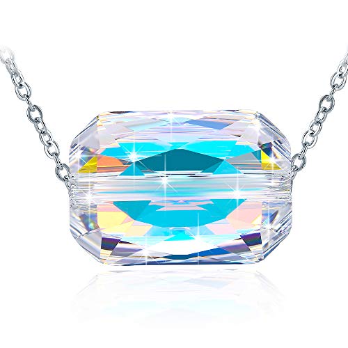 Necklace, ZHULERY Crystals from Swarovski Pendant With Simple oval 925 Sterling Sliver, 18"+2'' Extender Chain Fine Jewellry for Mother's Day (color 3)