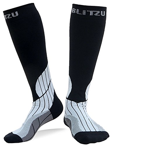 BLITZU Compression Socks 20-30mmHg for Men Women Running Travel Nurses Recovery