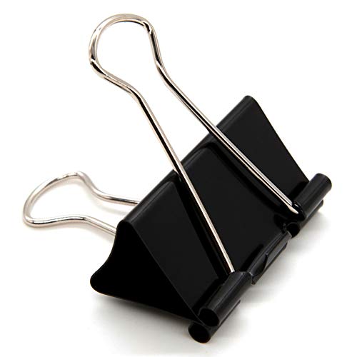 Book Cover Coofficer Extra Large Binder Clips 2-Inch (24 Pack), Big Paper Clamps for Office Supplies, Black