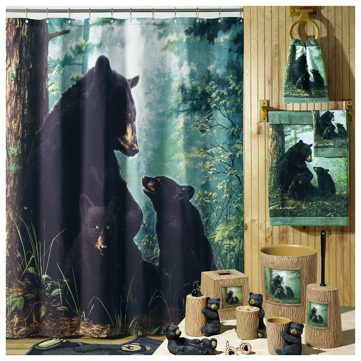 Book Cover DS BATH Black Bear Magnificent Paintings Waterproof Microfiber Shower Curtain,Polyester Mildew Resistant Shower Curtain,Printing Shower Curtains for Bathroom,Fabric Bathroom Curtains,72