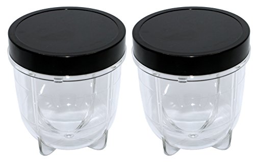 Blendin Replacement Short Cup with Stay Fresh Jar Lid, Compatible with Original Magic Bullet Blender Juicer 250W MB-1001, MB-1001B, MBR-1101, MBR-1701, MBR-1702, MBR-0301 - Small 8oz Cup (2 Pack)