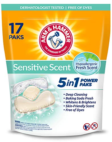 Book Cover Arm & Hammer Sensitive Scent 5-in-1 Laundry Detergent Power Paks, 17 Count (Package May Vary)
