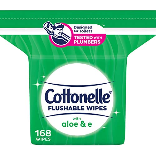Cottonelle GentlePlus Flushable Wipes with Aloe & Vitamin E, Refill, 168 Total Wet Wipes