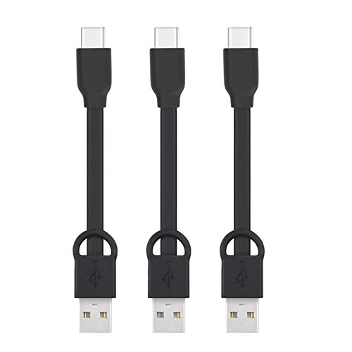 Short USB C to USB A, Type-C Charger Cable Cord PowerLine Keychain 3 Inches Fast Charging Cord Compatible with Samsung Galaxy S20/ S20 Plus/S10/S9/Note 20 Ultra/Google Pixel OnePlus Huawei (3 Packs)
