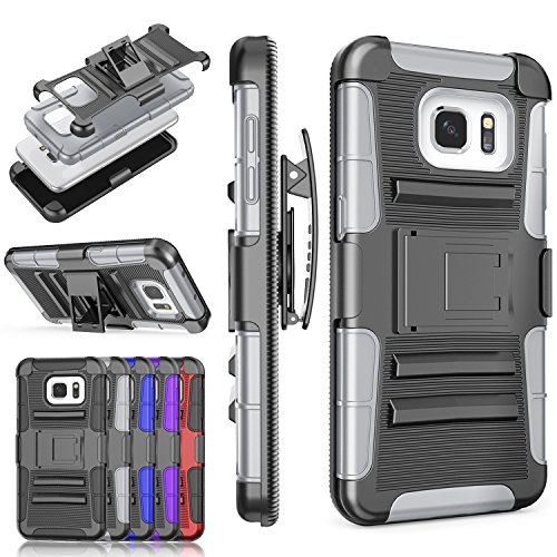 Galaxy S7 Edge Case, TILL [Knight Armor] Heavy Duty Full-body Rugged Holster Resilient Protective Case [Belt Swivel Clip][Kickstand] Combo Cover Shell For Samsung Galaxy S7 Edge G935 All Models [Gray]