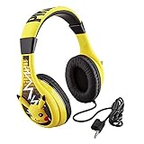 eKids Pokemon Pikachu Wired Kids Headphones, Adjustable, Stereo Sound, 3.5Mm Jack, Tangle-Free, Volume Control, Children's Headband On Ear for School Home, Travel