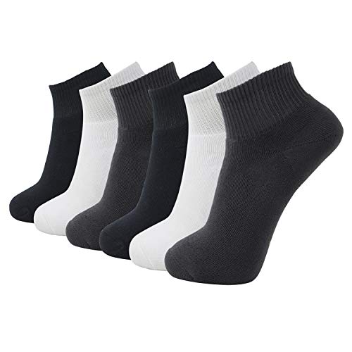 +MD 6 Pack Mens Bamboo Ankle Socks Extra Heavy Full Cushioned Work Socks Moisture Wicking Sports Quarter Socks