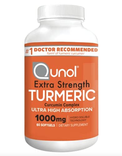 Book Cover Turmeric Curcumin Softgels, Qunol with Ultra High Absorption 1000mg, Joint Support, Dietary Supplement, Extra Strength, 60 Count