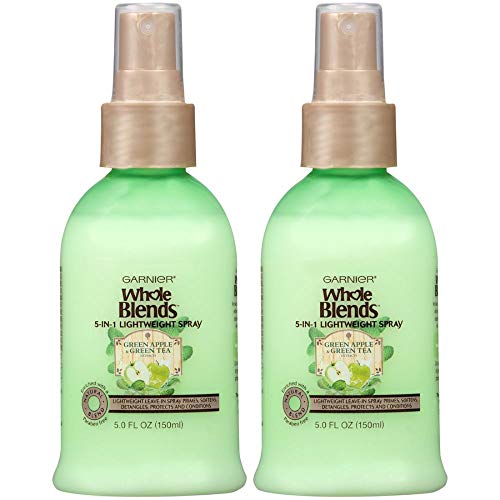 Garnier Hair Care Whole Blends Refreshing 5-in-1 Lightweight Detangler Spray with Green Apple & Green Tea Extracts for Normal Hair, 2 Count